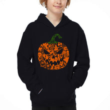 Load image into Gallery viewer, Halloween Pumpkin - Boy's Word Art Hooded Sweatshirt