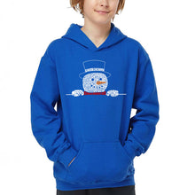 Load image into Gallery viewer, Peeking Snowman - Boy's Word Art Hooded Sweatshirt