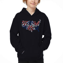 Load image into Gallery viewer, USA Fireworks - Boy's Word Art Hooded Sweatshirt