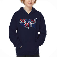 Load image into Gallery viewer, USA Fireworks - Boy's Word Art Hooded Sweatshirt