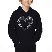 Load image into Gallery viewer, Sheet Music Heart - Boy's Word Art Hooded Sweatshirt