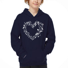 Load image into Gallery viewer, Sheet Music Heart - Boy's Word Art Hooded Sweatshirt
