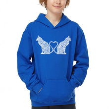 Load image into Gallery viewer, Cat Tail Hearts - Boy&#39;s Word Art Hooded Sweatshirt