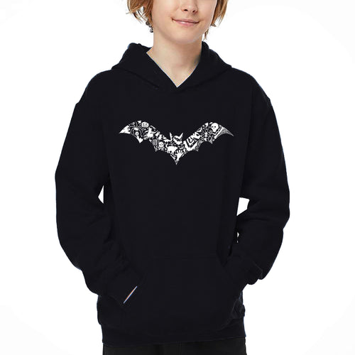 Halloween Bat - Boy's Word Art Hooded Sweatshirt