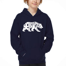 Load image into Gallery viewer, Yellowstone Bear - Boy's Word Art Hooded Sweatshirt
