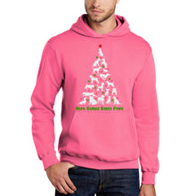 Load image into Gallery viewer, Here Comes Santa Paws - Men&#39;s Word Art Hooded Sweatshirt