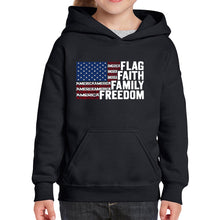 Load image into Gallery viewer, Faith Flag - Girl's Word Art Hooded Sweatshirt