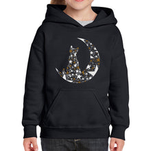Load image into Gallery viewer, Cat Sitting On Moon - Girl's Word Art Hooded Sweatshirt