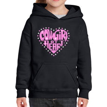 Load image into Gallery viewer, Cowgirl at Heart - Girl's Word Art Hooded Sweatshirt
