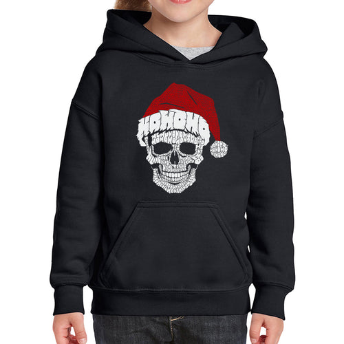 Santa Skull - Girl's Word Art Hooded Sweatshirt