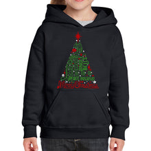 Load image into Gallery viewer, Holiday Christmas Tree - Girl's Word Art Hooded Sweatshirt