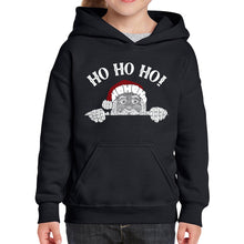 Load image into Gallery viewer, Peeking Santa - Girl's Word Art Hooded Sweatshirt
