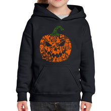 Load image into Gallery viewer, Halloween Pumpkin - Girl's Word Art Hooded Sweatshirt