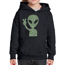 Load image into Gallery viewer, Peace Alien - Girl's Word Art Hooded Sweatshirt