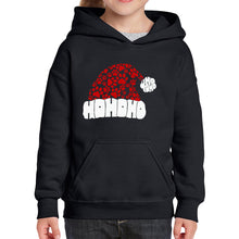 Load image into Gallery viewer, Paw Print Santa Hat - Girl's Word Art Hooded Sweatshirt