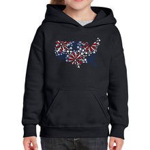 Load image into Gallery viewer, USA Fireworks - Girl's Word Art Hooded Sweatshirt
