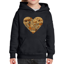 Load image into Gallery viewer, Thanksgiving Heart - Girl&#39;s Word Art Hooded Sweatshirt