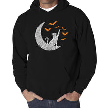 Load image into Gallery viewer, Halloween Cat Moon - Men&#39;s Word Art Hooded Sweatshirt