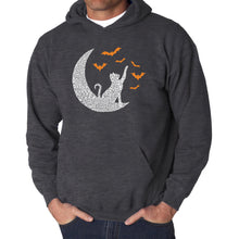 Load image into Gallery viewer, Halloween Cat Moon - Men&#39;s Word Art Hooded Sweatshirt