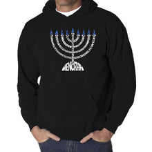 Load image into Gallery viewer, Hanukkah Menorah - Men&#39;s Word Art Hooded Sweatshirt