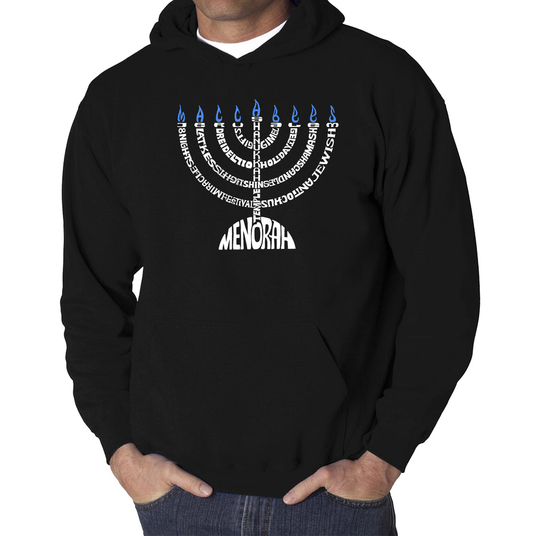 Hanukkah Menorah - Men's Word Art Hooded Sweatshirt