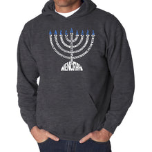 Load image into Gallery viewer, Hanukkah Menorah - Men&#39;s Word Art Hooded Sweatshirt