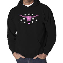 Load image into Gallery viewer, Cowgirl Cowskull - Men's Word Art Hooded Sweatshirt