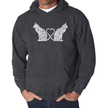 Load image into Gallery viewer, Cat Tail Hearts - Men&#39;s Word Art Hooded Sweatshirt