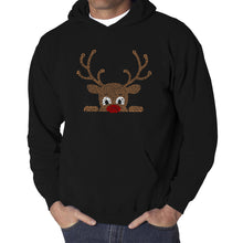 Load image into Gallery viewer, Peeking Reindeer - Men's Word Art Hooded Sweatshirt