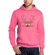 Load image into Gallery viewer, Peeking Reindeer - Men's Word Art Hooded Sweatshirt