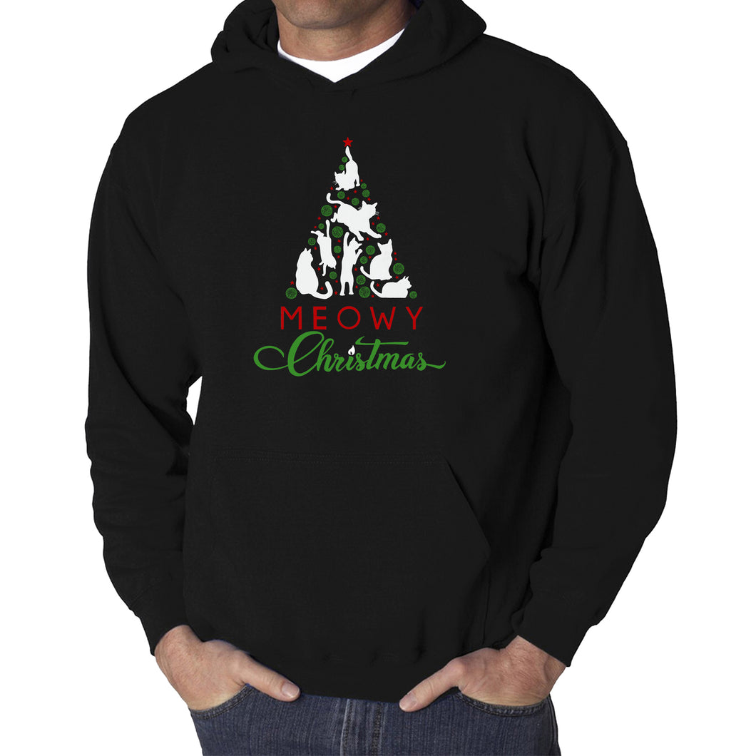 Meowy Christmas Tree - Men's Word Art Hooded Sweatshirt