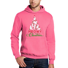 Load image into Gallery viewer, Meowy Christmas Tree - Men&#39;s Word Art Hooded Sweatshirt