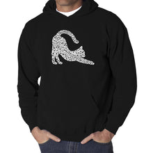 Load image into Gallery viewer, Stretching Cat - Men&#39;s Word Art Hooded Sweatshirt