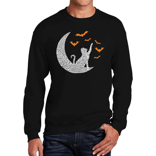 Halloween Cat Moon - Men's Word Art Crewneck Sweatshirt