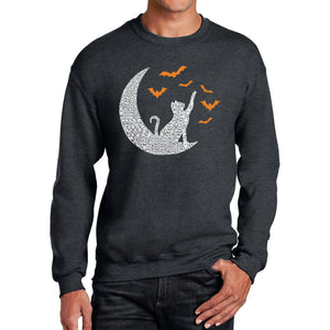 Halloween Cat Moon - Men's Word Art Crewneck Sweatshirt