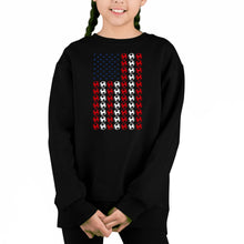 Load image into Gallery viewer, Soccer Flag - Girl's Word Art Crewneck Sweatshirt