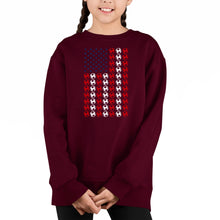 Load image into Gallery viewer, Soccer Flag - Girl's Word Art Crewneck Sweatshirt
