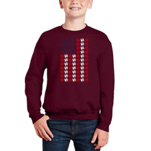 Load image into Gallery viewer, Soccer Flag - Boy's Word Art Crewneck Sweatshirt