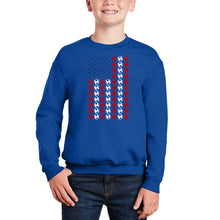 Load image into Gallery viewer, Soccer Flag - Boy's Word Art Crewneck Sweatshirt