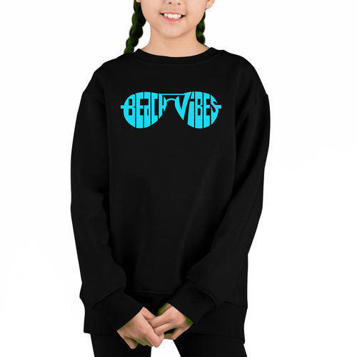 Beach Vibes - Girl's Word Art Crewneck Sweatshirt