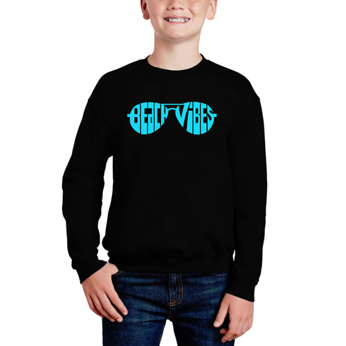 Beach Vibes - Boy's Word Art Crewneck Sweatshirt