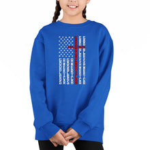 Load image into Gallery viewer, Cross Flag - Girl's Word Art Crewneck Sweatshirt