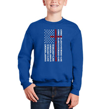 Load image into Gallery viewer, Cross Flag - Boy's Word Art Crewneck Sweatshirt