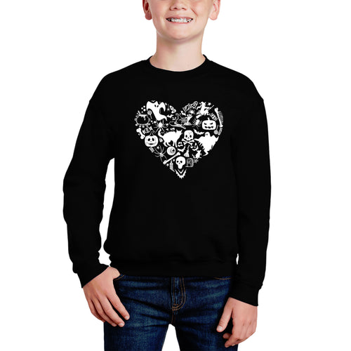 Halloween Heart - Boy's Word Art Crewneck Sweatshirt