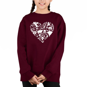 Halloween Heart - Girl's Word Art Crewneck Sweatshirt