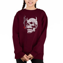 Load image into Gallery viewer, 7 Deadly Sins Skull - Girl&#39;s Word Art Crewneck Sweatshirt