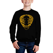 Load image into Gallery viewer, Guitar Pick Genres - Boy's Word Art Crewneck Sweatshirt