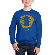 Load image into Gallery viewer, Guitar Pick Genres - Boy's Word Art Crewneck Sweatshirt