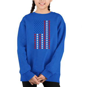 Paws Flag - Girl's Word Art Crewneck Sweatshirt