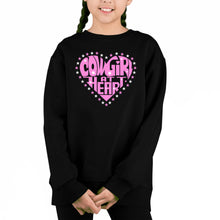 Load image into Gallery viewer, Cowgirl at Heart - Girl's Word Art Crewneck Sweatshirt